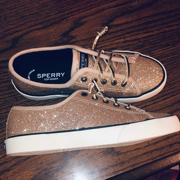 rose gold sperry shoes